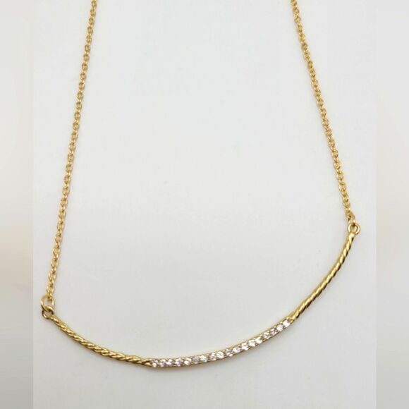 Loft Curved bar necklace, goldtone with rhinestones, adjustable length - Picture 8 of 8